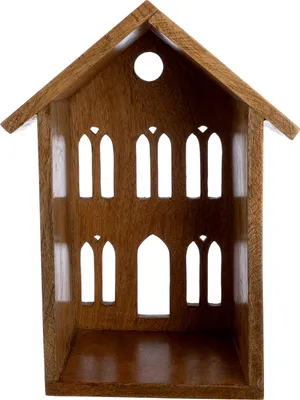 Image de Objet décoratif Gilde, maison, bois de manguier, couleur naturelle, lot de 1, L. 18 cm, l. 30 cm, H. 54 cm 59153