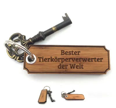 Produktbild von Mr. & Mrs. Panda Glücksbringer Tierkörperverwerter - Bambus - Geschenk, Gravur, Schlüssel Anhänger, schutzengel, Geschenke, für tasche, Abschluss, Schenken, Studium