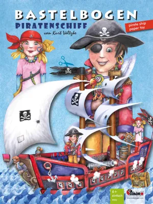 Produktbild von Piratenschiff Bastelbogen mit Piraten und Schatz zum Spielen