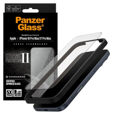 Imagen del producto de Protector de pantalla PanzerGlass Ceramic II para iPhone 17 Pro Max, compatible con lente ultra gran angular
