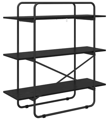 Obrázok produktu pre Knižnica, 3 police, 100 x 35 x 105 cm, plast, čierna, vzhľad dubového dreva