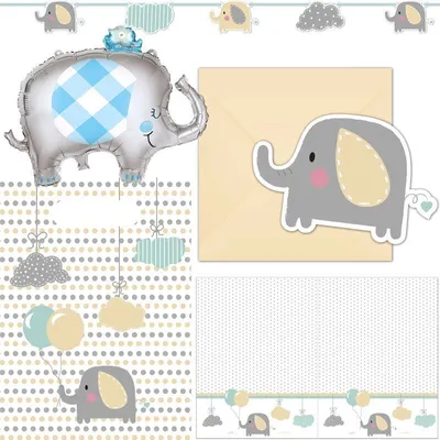 Produktbild von Partyset 19 tlg. Elefant Partydeko Set Geburtstag Baby Shower Party Deko