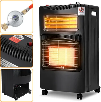 Produktbild von Bettizia Gasheizung - Schwarz - 4200 Watt mit 3 Heizstufen, Druckregler & Schlauch - Mobil, effizient & energiesparend - Gasheizer Gasheizofen Gasheizgerät Heizstrahler