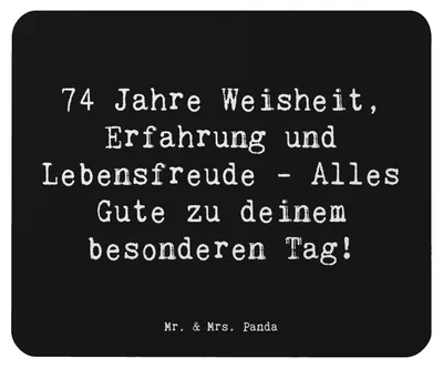 Produktbild von Mr. & Mrs. Panda Mousepad Spruch 74. Geburtstag - Schwarz - Geschenk, Alter, pc mauspad, besonderer, Gratulation, Mouse Pad, Happy Birthday, Glückwünsche, laptop
