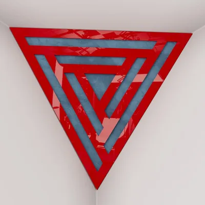 Produktbild von 2er-Pack – Deckenecken-Bassfalle "Triangle-F" | Pyramidenförmiger Akustikschaum mit laminierter HDF-Platte und Stoff [SCIFI -Roter Kunststoff|Blau]