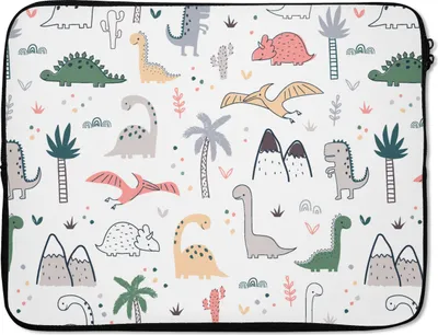 Produktbild von MuchoWow® Laptop Hülle 15 Zoll Muster - Dino - Baum - Jungen - Kinder - Kinder Laptoptasche - Laptoptasche - Sleeve - Rundum-Schutz