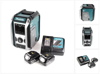 Image de Radio de chantier sans fil Makita DMR 115 RM 12 V - 18 V  Bluetooth DAB+ IP65 + 2 batteries 4,0 Ah + chargeur