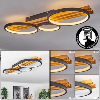Produktbild von Caces Deckenlampe aus Metall/Holz/Kunststoff in Schwarz/Natur/Weiß