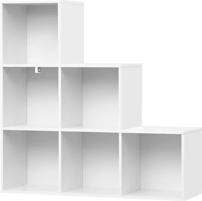 Immagine prodotto di Libreria/ripiano d'appoggio - 3 livelli - 90,5 x 90,5 x 30 cm - Legno - Moderno e minimalista - Per il soggiorno/ufficio - Bianco