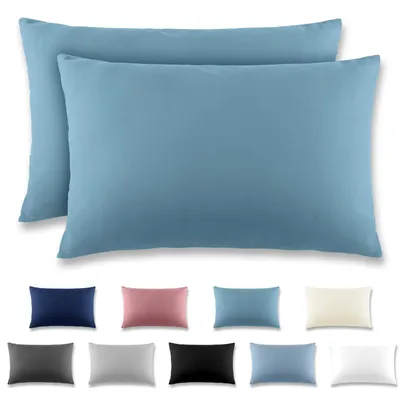 Produktbild von Kissenbezug 50 x 70 cm, 2er-Set, mit Reißverschluss – Kissenbezug aus gebürsteter Mikrofaser, waschbar bis 40 °C, aquablau