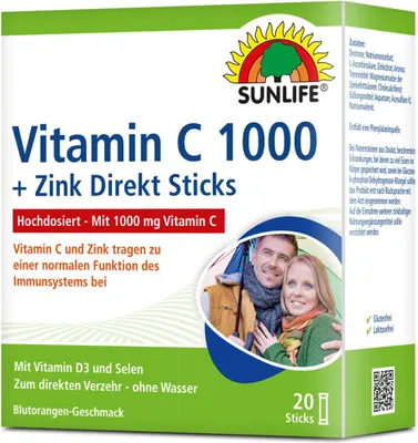 Produktbild von Sunlife Vitamin C 1000 + Zink Direkt Sticks