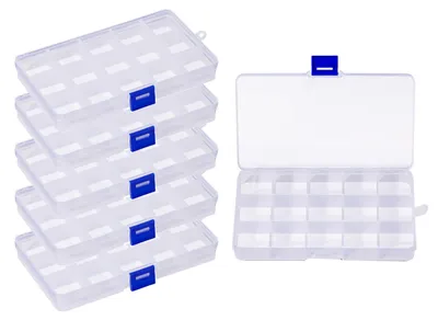Zdjęcie produktu dla Zestaw 6 pojemników do przechowywania, plastikowe, z 15 przegródkami