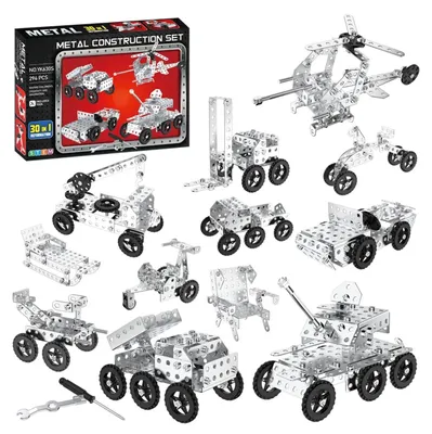 Produktbild von Metallbaukasten Bauset Konstruktionsspielzeug - 294 Teile - 30 Modelle - Für Kinder von 8 bis 16 Jahren