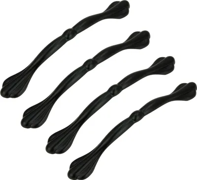 Immagine prodotto di set di 4 maniglie per mobili nere 128 mm in alluminio, opaco - Eleganti maniglie per mobili moderni e classici