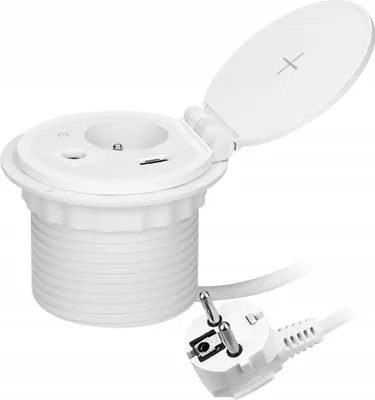Immagine prodotto di ORNO | Presa Da Mobile OR-GM-9015 - Bianca - USB + Ricarica Induttiva - Compatta E Pratica