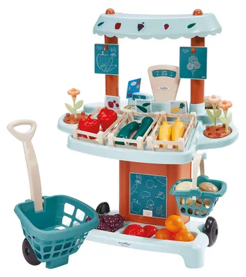 Produktbild von Ecoiffier Spielzeug Marktstand mit Zubehör - 41-teilig - Obst und Gemüse