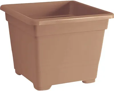 Image de Pot de fleurs en plastique Quadrato 22x22x18 cm terre cuite