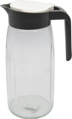 Produktbild von Glaskaraffe Glas Karaffe Krug 1,45L Wasserkaraffe Deckel Glaskrug Kanne Saftkrug Grau