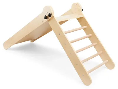 Image de Jouets pour enfants - Grande toboggan en bois avec échelle d'escalade - Pliable - Jouet éducatif Montessori - Pour les tout-petits de 3 à 6 ans - Pour intérieur