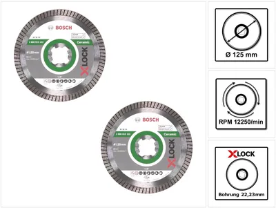 Productafbeelding van Bosch diamant doorslijpschijven X-LOCK 125 x 22,23 mm Best for Ceramic ( 2x 2608615132 )