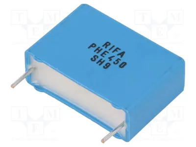Zdjęcie produktu dla 1 kondensator: 26x9x18,5 mm, pojemność 10 nF, tolerancja 5%, długość 22,5 mm, napięcie 3 kVDC, model PHE450XD5100JD15R06L2