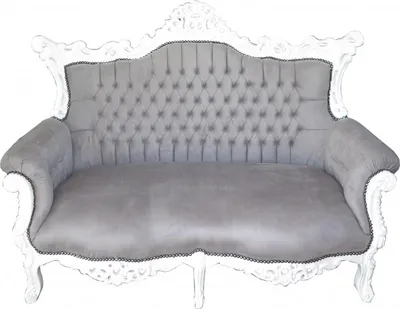 Produktbild von Casa Padrino Barock 2-er Sofa Master Grau / Weiß, Massivholz, 168 x 128 x 70 cm