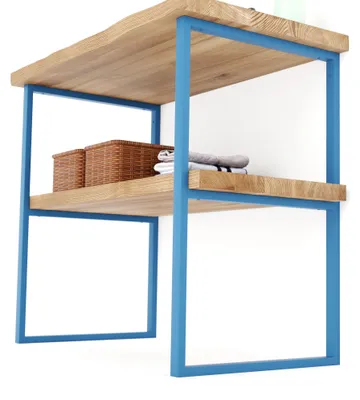 Produktbild von LAMO MANUFAKTUR Regalhalterung für Waschtischplatte - Waschtischunterschrank, Wandkonsole mit Waschtischbeinen aus Metall mit Fischer Schrauben, Waschtischhalterung Blau  40x80 cm