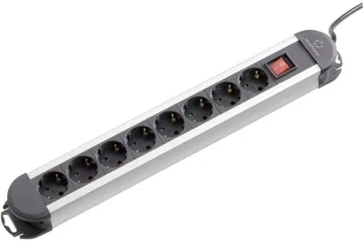 Produktbild von Renkforce 815A-CMB Steckdosenleiste mit Schalter 8fach Schwarz, Silber Schutzkontakt 1 St.
