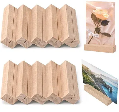 Produktbild von Holzbrett-Set mit 10 Karthalt-Elementen, Bannern, Fotohaltern, Menühaltern für Hochzeitsfeiern und Festlichkeiten