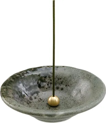 Produktbild von Wabi-sabi Räucherstäbchenhalter - Grau - Für Räucherstäbchen von 10 cm - Hergestellt in Japan - Traditioneller Keramik-Aschefänger inkl. Abnehmbarer Messingständer - Stilvolles japanisches Design