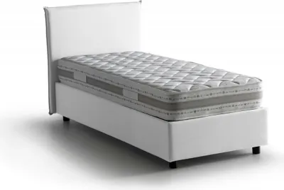 Produktbild von Einzelbett Daquin, Containerbett mit Stoffbespannung, 100%  Italy, Frontöffnung, inklusive Matratze Cm 80x190, Weiß