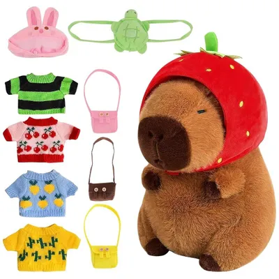 Image de Solidchoice - Capybara en peluche, avec vêtements et sac