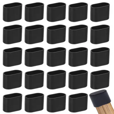 Produktbild von Stuhlkappen Stuhlfußkappen Stuhlgleiter - 24 Stück - Oval aus Silikon - 20 x 40 mm - Schwarz