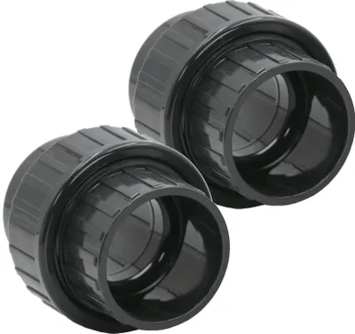 Produktbild von HAF 2x PVC Fittings Verschraubung mit 40mm | Klebemuffe x Klebemuffe | Adapter aus grauem PVC-U | PN16 für Rohr, Poolverrohrung, Rohrleitung & Teich
