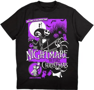 Produktbild von Nightmare Before Christmas - "Welcome To Halloween Town" T-Shirt für Herren/Damen Uni RO3598 (L) (Schwarz)