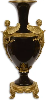 Produktbild von Casa Padrino Jugendstil Vase Schwarz / Gold 26,6 x 21,2 x H. 57,3 cm - Balustervase