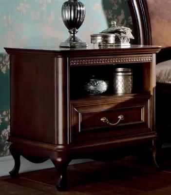 Produktbild von Casa Padrino Luxus Jugendstil Nachtkommode Dunkelbraun 60 x 45,6 x H. 60,8 cm - Eleganter Massivholz Nachttisch mit Schublade - Barock & Jugendstil Schlafzimmer Möbel