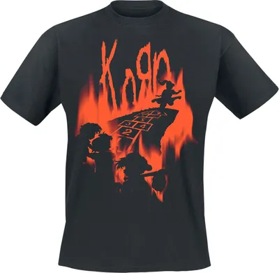 Produktbild von Korn T-Shirt Uni Hopscotch Flame schwarz Band-Merch, Bands 100% Baumwolle M