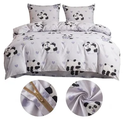 Zdjęcie produktu dla Komplet Pościeli Dwuosobowej Panda 140x200 z 2 Poszewkami 70x80