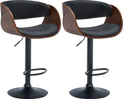 Produktbild von 2er Set Barhocker Portmore Kunstleder B walnuss/schwarz
