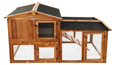 Image de Lendo Online Clapier Lapin Extérieur 145x45x85 Bois Marron