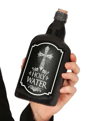 Productafbeelding van Halloween, wijwaterfles, kruis, decoratie, mystiek, zwart, voor volwassenen, kostuumaccessoire, kleur: zwart
