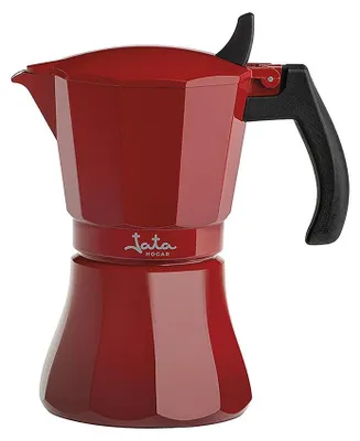 Kaffeebereiter, 12 Tassen, Aluminium, für alle Herdarten, rot