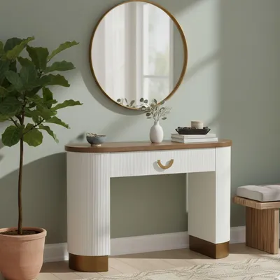 Image de Cadre - Console, 121x40x78h cm Blanc, Supporte 20 kg