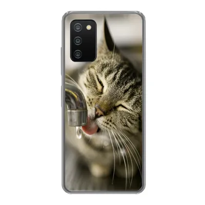 Produktbild von MuchoWow® Handyhülle Schutzhülle Hülle für Samsung Galaxy A03s Katze - Wasserhahn - Getränk Silikon Softcase Handy Hülle - Schutz