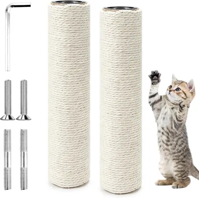 Imagen del producto de Columnas de repuesto para rascadores, hechas de sisal, de 34 x 7 cm, 2 unidades, con rosca M8 para rascadores