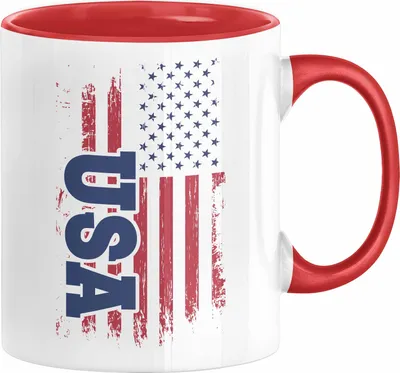 Produktbild von USA Tasse Geschenk Amerika Geschenkidee Auslandjahr Vereinigte Staaten Von Amerika Lieberalismus (Rot)