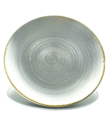 Produktbild von Weihnachtlicher Deko-Teller Silberfarben gewölbt Ø 18 cm - Kunststoff