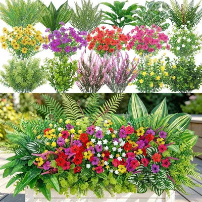 Produktbild von Omgoods – Kunstpflanzen-Bouquet – 24 Stück. Wetterfeste und UV-beständige Blumen