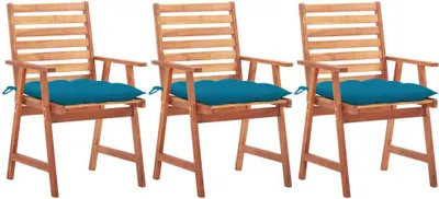 Produktbild von Möbel Outdoor Relaxsessel,Balkonstuhl Garten-Essstühle 3 Stk. mit Kissen Massivholz Akazie DE47166